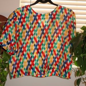 RETRO ONE OF A KIND LIGHTWEIGHT COLORFUL HANDMADE BLOUSE